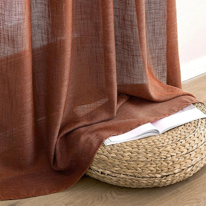 MIULEE Burnt Orange Fall Linen Curtains 52x45 Inch 2 Panels - Image 7