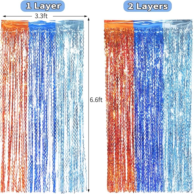 3 Pack Wavy Blue Dog Tinsel Backdrop Party Decorations - Image 3