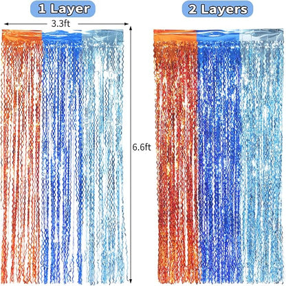 3 Pack Wavy Blue Dog Tinsel Backdrop Party Decorations - Image 3
