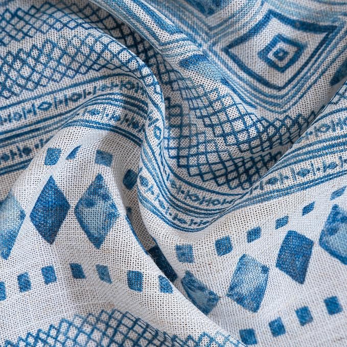MYSKY HOME Boho Curtains Semi Sheer Linen Blended Curtains 95 Inches Long - Image 7