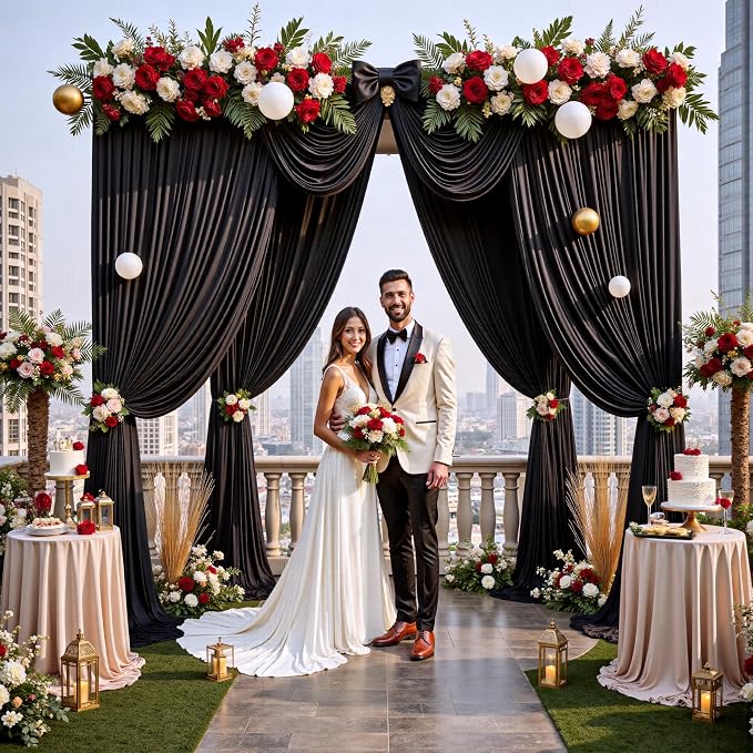 12ft x 10ft Black Backdrop Curtains - Image 4