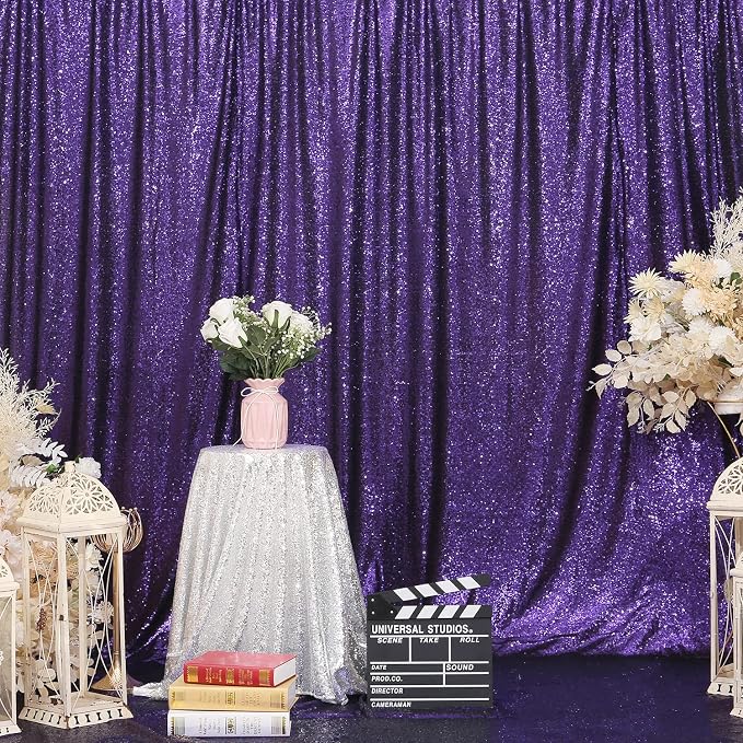 Poise3EHome Purple Sequin Backdrop, 10Ft x 10Ft Glitter Photography Background - Image 2