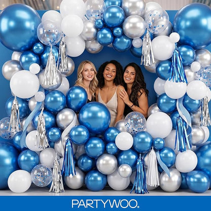 PartyWoo Metallic Blue Balloons 100pcs Chrome Blue Color 18 12 10 5 Inch | - Image 5