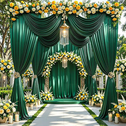 20x10ft Dark Green Glitter Backdrop Curtain - Image 6