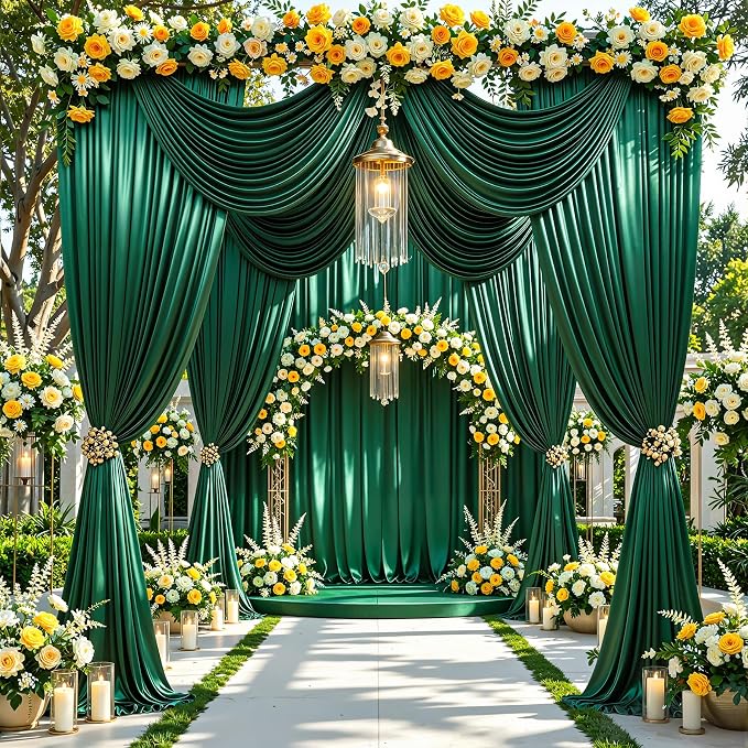 30x10ft Dark Green Glitter Backdrop Curtain - Image 4