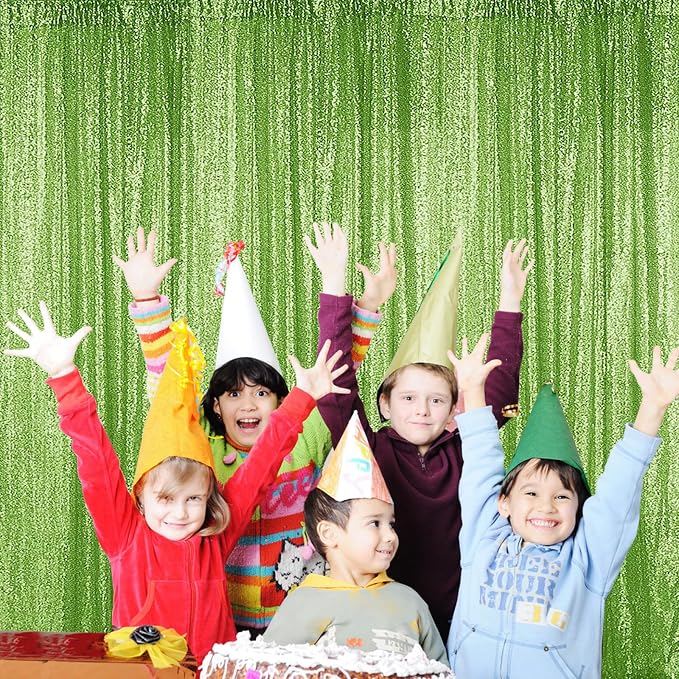 Sugargirl Apple Green Sequin Backdrop Curtain 2 Panels 2FTx8FT Glitter Apple - Image 4