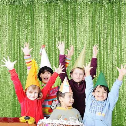 Sugargirl Apple Green Sequin Backdrop Curtain 2 Panels 2FTx8FT Glitter Apple - Image 4