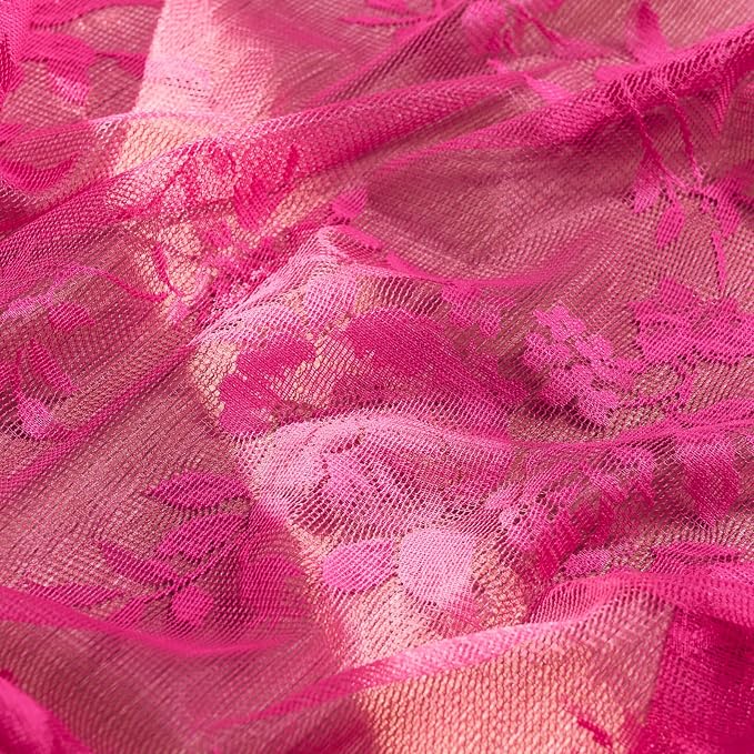 Raspberry Lace Curtains 96 Inches Long 2 Panels Vintage Floral Curtains - Image 7