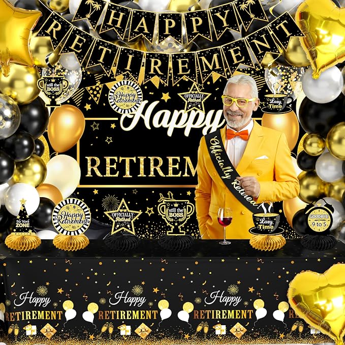 Retirement Party Decorations, Retirement Balloons, Sash Hanging Swirls - Image 6
