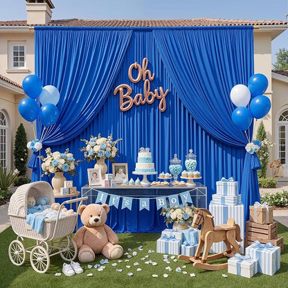 30ft x 10ft Wrinkle Free Royal Blue Backdrop Curtains - Image 8