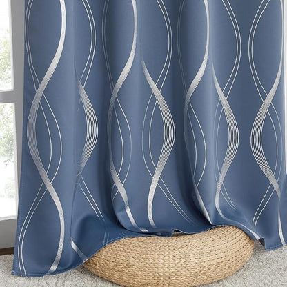 NICETOWN Stone Blue Blackout Curtains 90" Length 2 Panels Set - Image 4