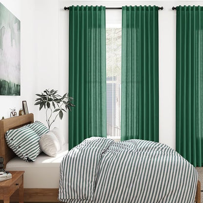 Dark Green Linen Curtains 108 Inches Long - Image 7