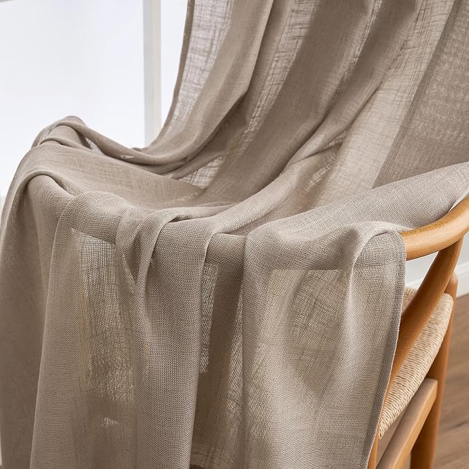 MIULEE Taupe Linen Curtains 37x72 Inch Length 2 Panels - Image 6