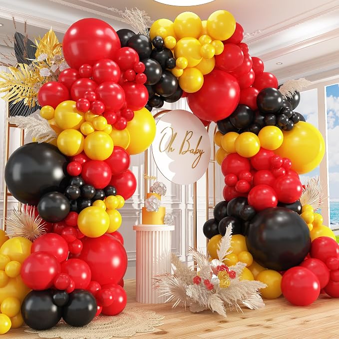 412Pcs Red Yellow Black Balloon Garland Arch Kit, 18 12 10 5 Different Sizes by PAXILE