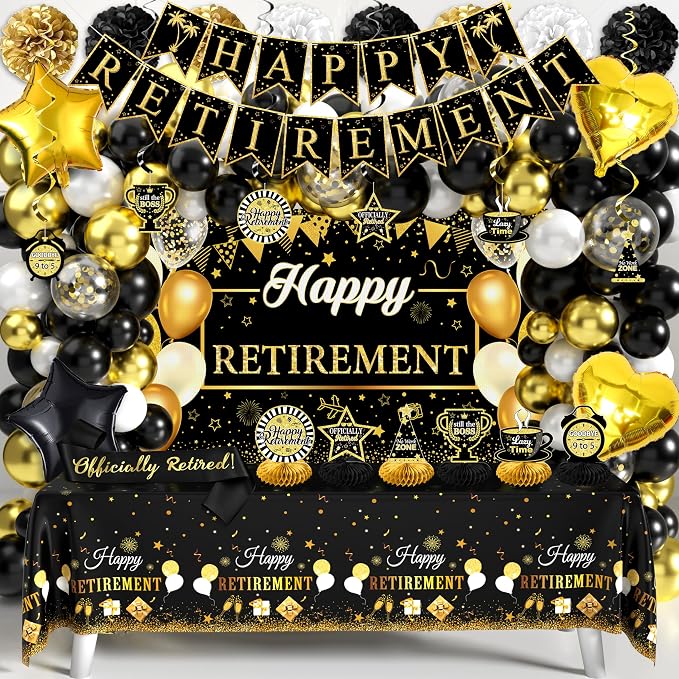 Retirement Party Decorations, Retirement Balloons, Sash Hanging Swirls by THAWAY