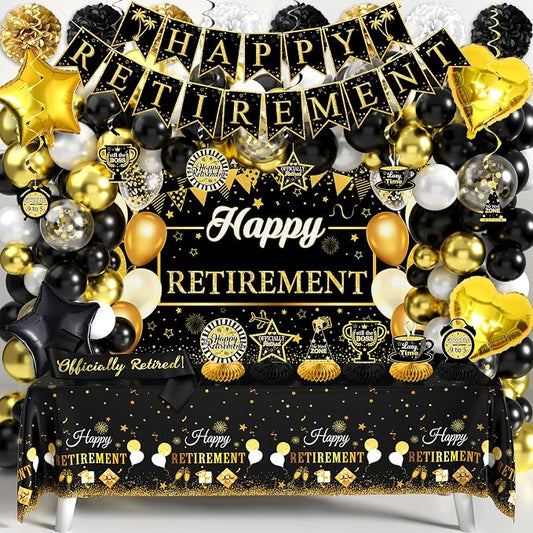Retirement Party Decorations, Retirement Balloons, Sash Hanging Swirls by THAWAY