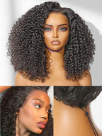 LUVME HAIR 100% Real Human Hair Wig Lace Frontal Deep Curly 18 inches Drawstring Cap Glueless HD Lace Wigs Human Hair Pre Plucked Pre Cut, Curly Wig Human Hair Ready to Go Wig