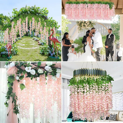 Wisteria Hanging Flowers 24 Pack Artificial Flowers Fake Wisteria Vine Rattan - Image 5