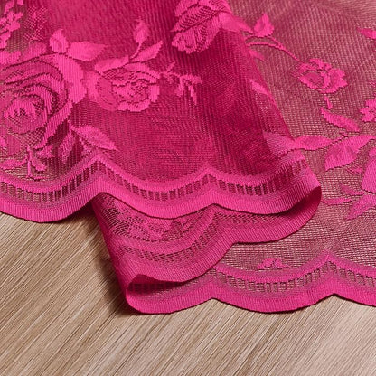 Raspberry Lace Curtains 72 Inch Length 2 Panels set Vintage Floral Sheer - Image 8