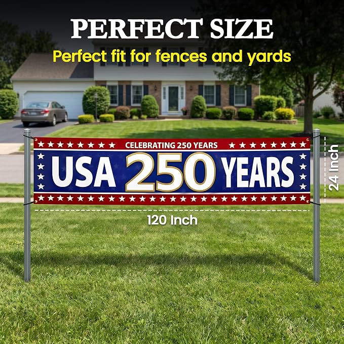 USA 250th Anniversary Banner 2x10ft - Image 3