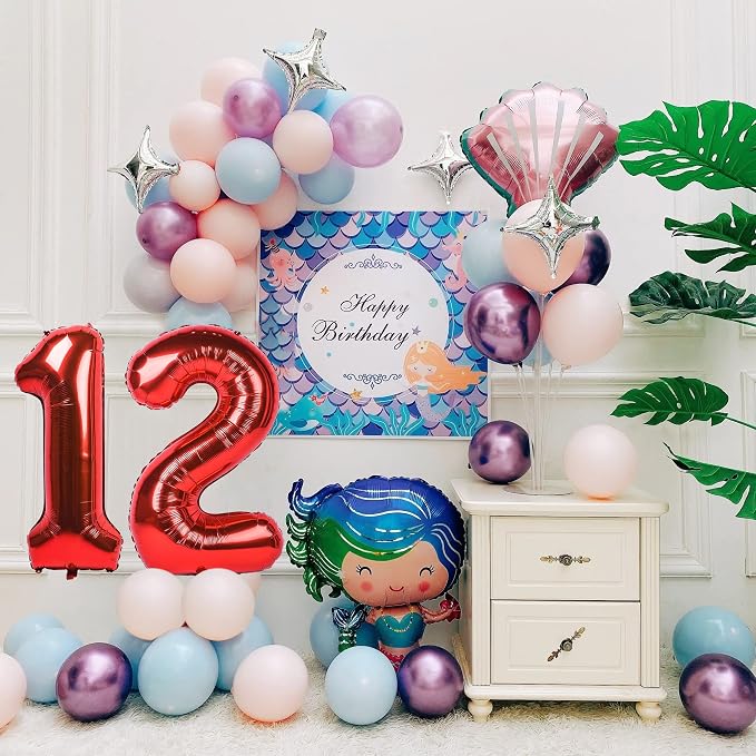 40 inch Number Balloon 0-9 Red Large Number 12 Balloons, Digital Balloons - Image 2