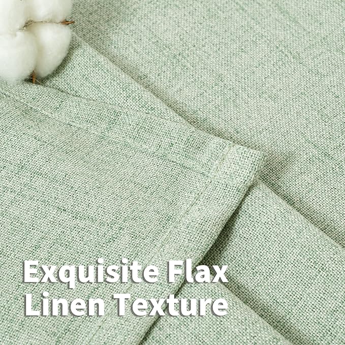 YoungsTex Sage Green Linen Curtains 45 Inches Length - Image 4