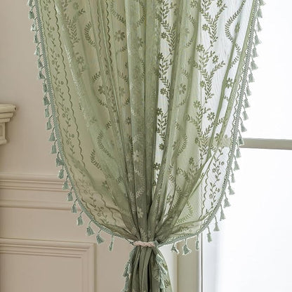 WAZZIO Boho Lace Curtains 2 Panels 72 Inch -Vintage Victorian Sheer Panel Drape by WAZZIO