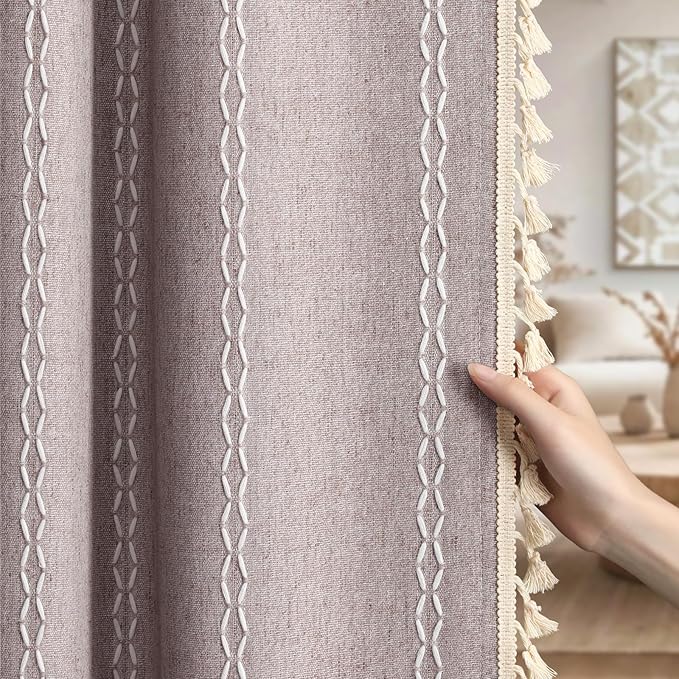 Purple 100% Boho Blackout Curtains 84 Inch 2 Panels by Unknown