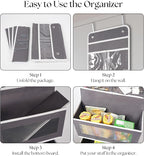 Giraffe Creation Over Door Organizer with 4 Large Capacity Pockets, Hanging Organizer Storage for Closet Bathroom Nursery Bedroom Dorm, Toys Cosmetics Sundries and Baby Essentials, Gray