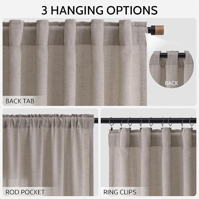 Stone Beige Linen Curtains 84 Inches Long - Image 2