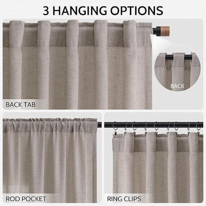 Stone Beige Linen Curtains 96 Inches Long - Image 2