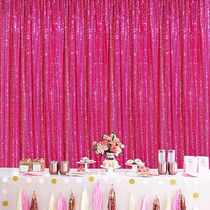 Glitter Fuchsia Backdrop Curtains - Image 5