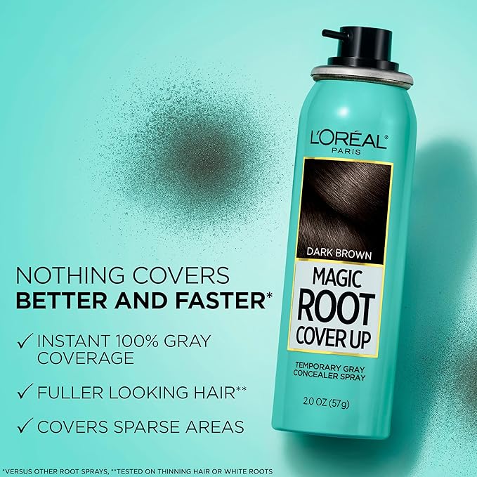 L'Oreal Paris Magic Root Cover Up Gray Concealer Spray Medium Brown 4 oz (2 pack)