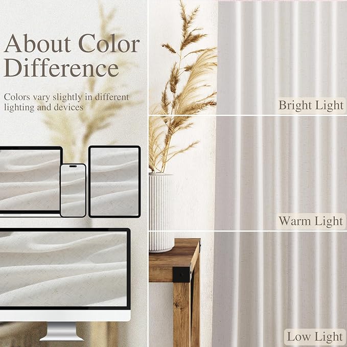 Natural Linen Curtains 96 Inches Long - Image 3