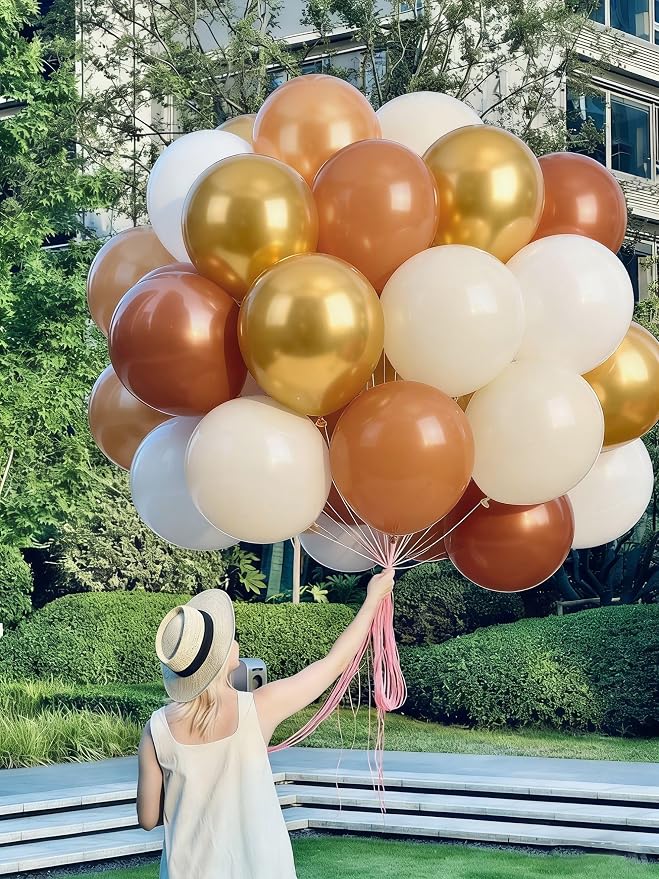 Sand White Balloons 60Pcs 12 Inch Nude Gold Latex Balloon Set - Image 7