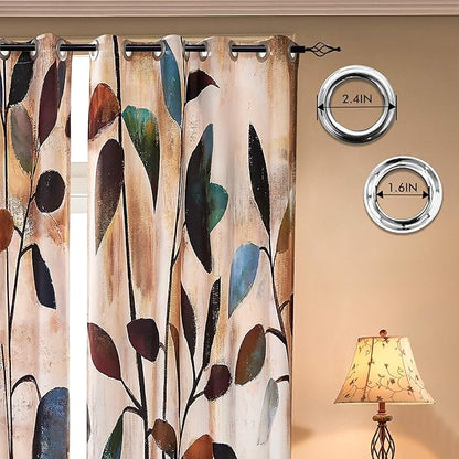 SUBRTEX Boho Leaf Printed Curtains 84 inch Long 2 Panels, Room Darkening - Image 3