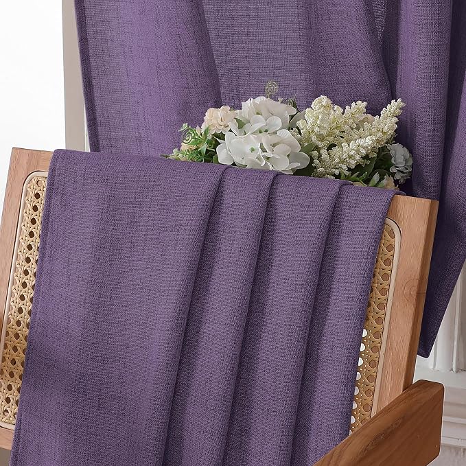Tollpiz Linen Tier Curtains Rod Pocket Semi Sheer Short Kitchen Curtain Half - Image 6