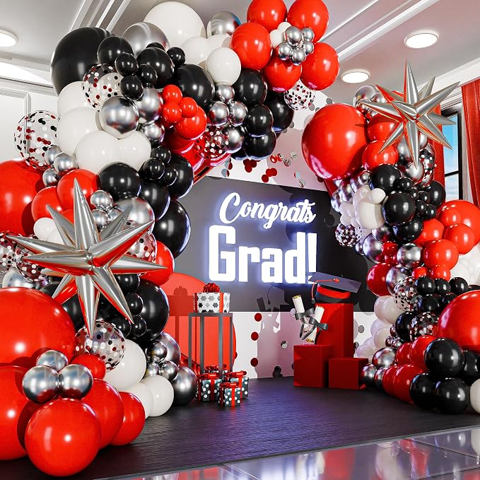 ALL-IN-1 Red Black and White Balloon Arch Kit - Image 5