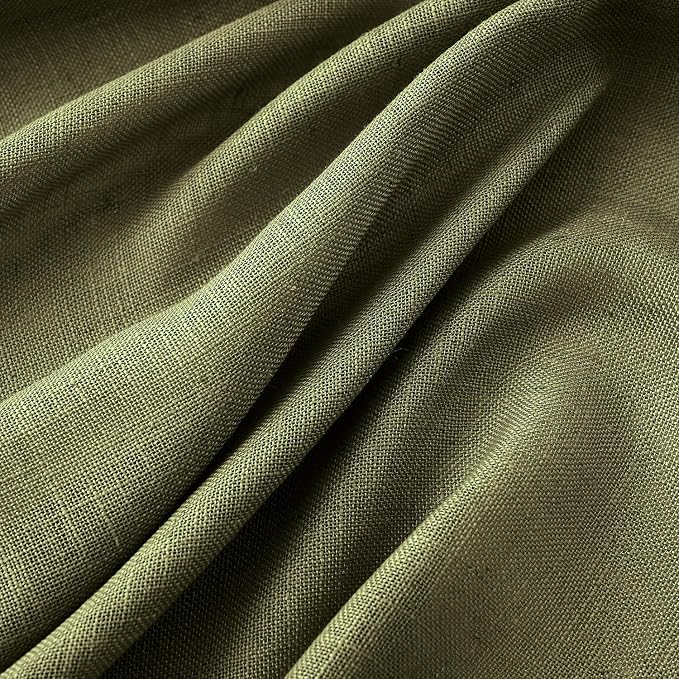 MIULEE Light Olive Green Linen Curtains 52x96 Inch Long 2 Panel - Image 4