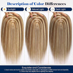 HAIRCUBE Hair Toppers For Women With Thinning 5"*5" Large Base Real Hair Toppers For Women, 14 Inch For Hand-Woven, 60g, Silk, Natural, Realistic, Use Daily, Hairloss, Brown Mixed Blonde, with bangs
