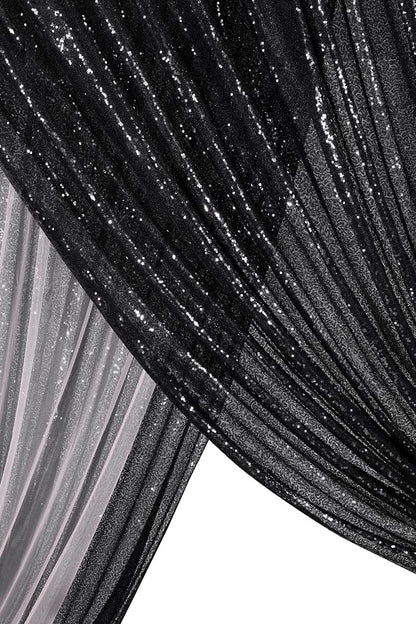 Black Sequin Backdrop for Halloween Sequin Photo Curtains 10ft x 10ft | Glitter - Image 7