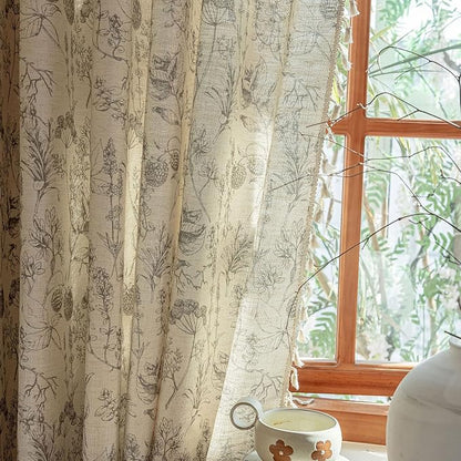 ENJOYBRIDAL Floral Curtains 63 Inch Length Vintage 2 Panels Drapes Short Rod by ENJOYBRIDAL