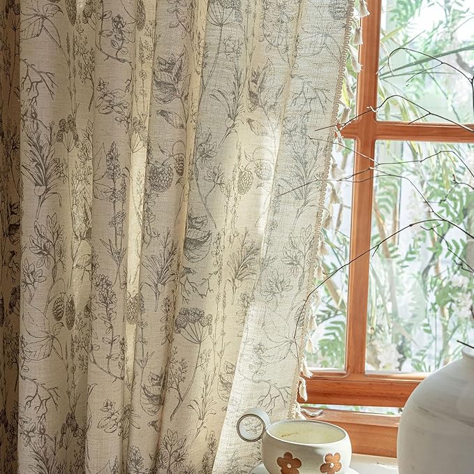 ENJOYBRIDAL Floral Curtains 84 Inch Long Vintage 2 Panels Drapes Rod Pocket by ENJOYBRIDAL