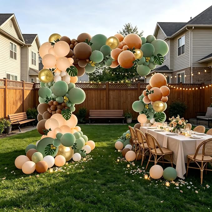 PERPAOL 148PCS Sage Green Brown Balloon Garland Kit, Jungle Safari Woodland - Image 2