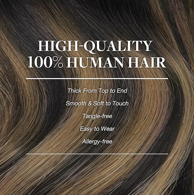 GOO GOO Clip in Hair Extensions Real Human Hair, Remy Human Hair Extensions Clip ins for Women, Natural Human Hair, 12inch 85g 7Pcs, 1B/6/1B Balayage Natural Black to Chestnut Brown