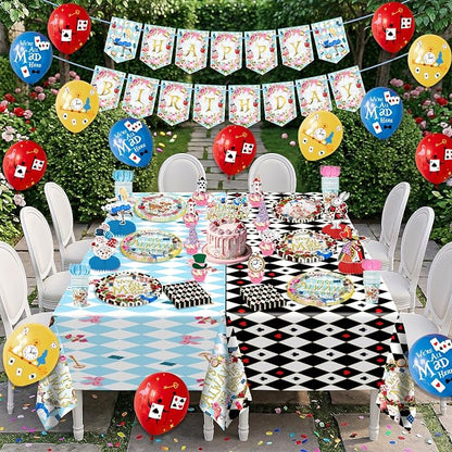 138pcs Wonderland Party Decorations Disposable Tableware Set - Image 8