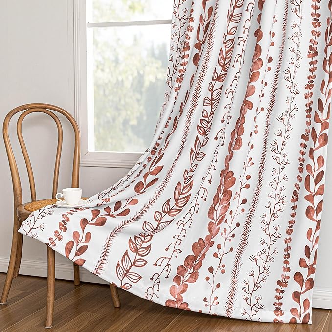 Boho Terracotta Blackout Curtains 72 Inches Long 2 Panels by MEETSKY