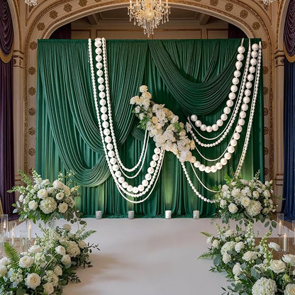 30ft x 10ft Wrinkle Free Hunter Green Backdrop Curtains - Image 3