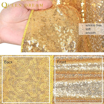 Gold Sequin Backdrop Drapes 4 Panels 2FTx8FT Glitter Backdrop Curtains | - Image 5