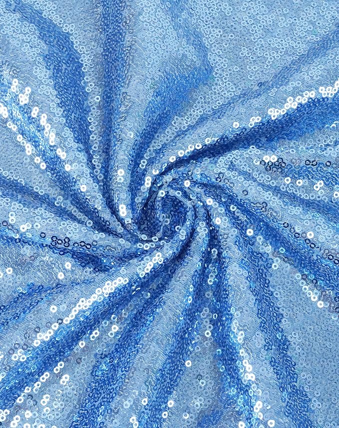 Eternal Beauty Baby Blue Sequin Backdrop Curtains, 2 Panels 2x8FT | 3mm Sparkle - Image 6